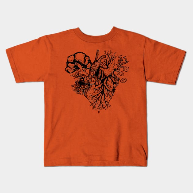 Floral Anatomical Heart Kids T-Shirt by EddieBalevo